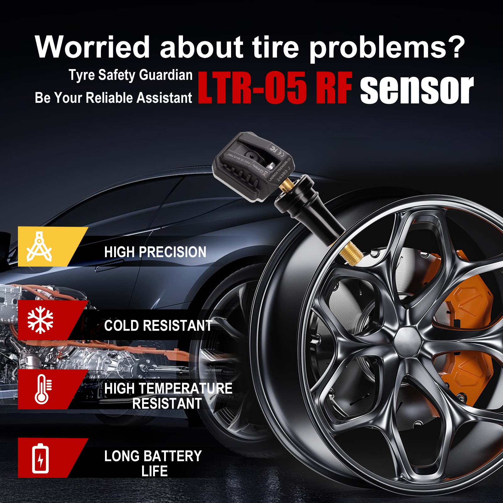 4pcs LAUNCH LTR-05 RF Sensor Universal LTR-V Sensor 315MHz & 433MHz for Pilot TPMS, CRT 5011 and X-431 TSGUN Metal/Rubber Valves Replace the LTR-03 - Image 6