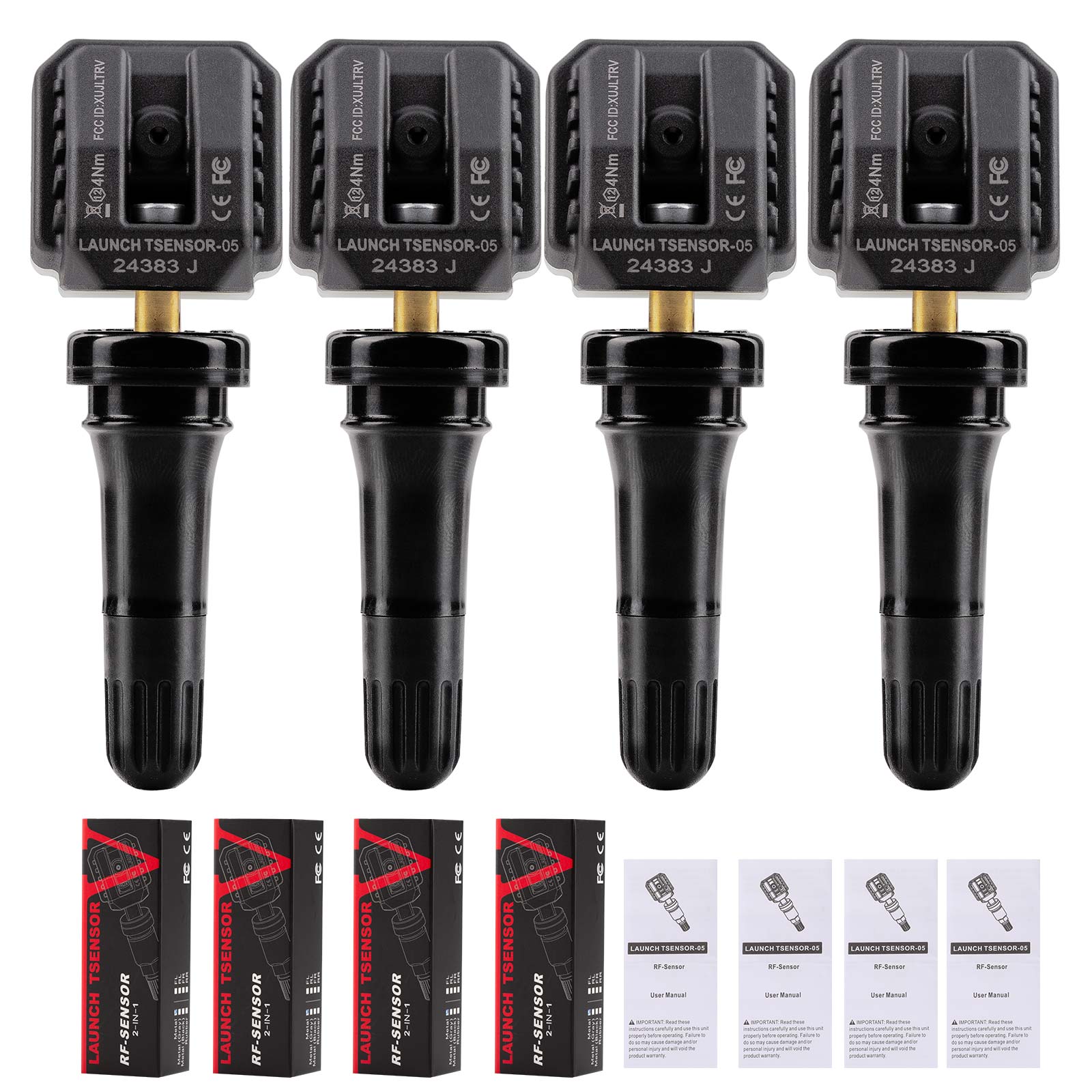 4pcs LAUNCH LTR-05 RF Sensor Universal LTR-V Sensor 315MHz & 433MHz for Pilot TPMS, CRT 5011 and X-431 TSGUN Metal/Rubber Valves Replace the LTR-03
