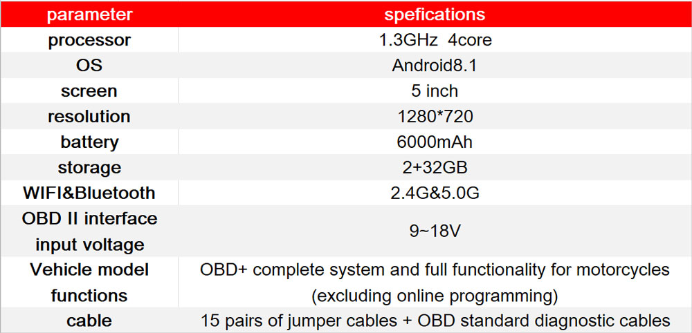 Launch CRP129MT Scanner Specification: